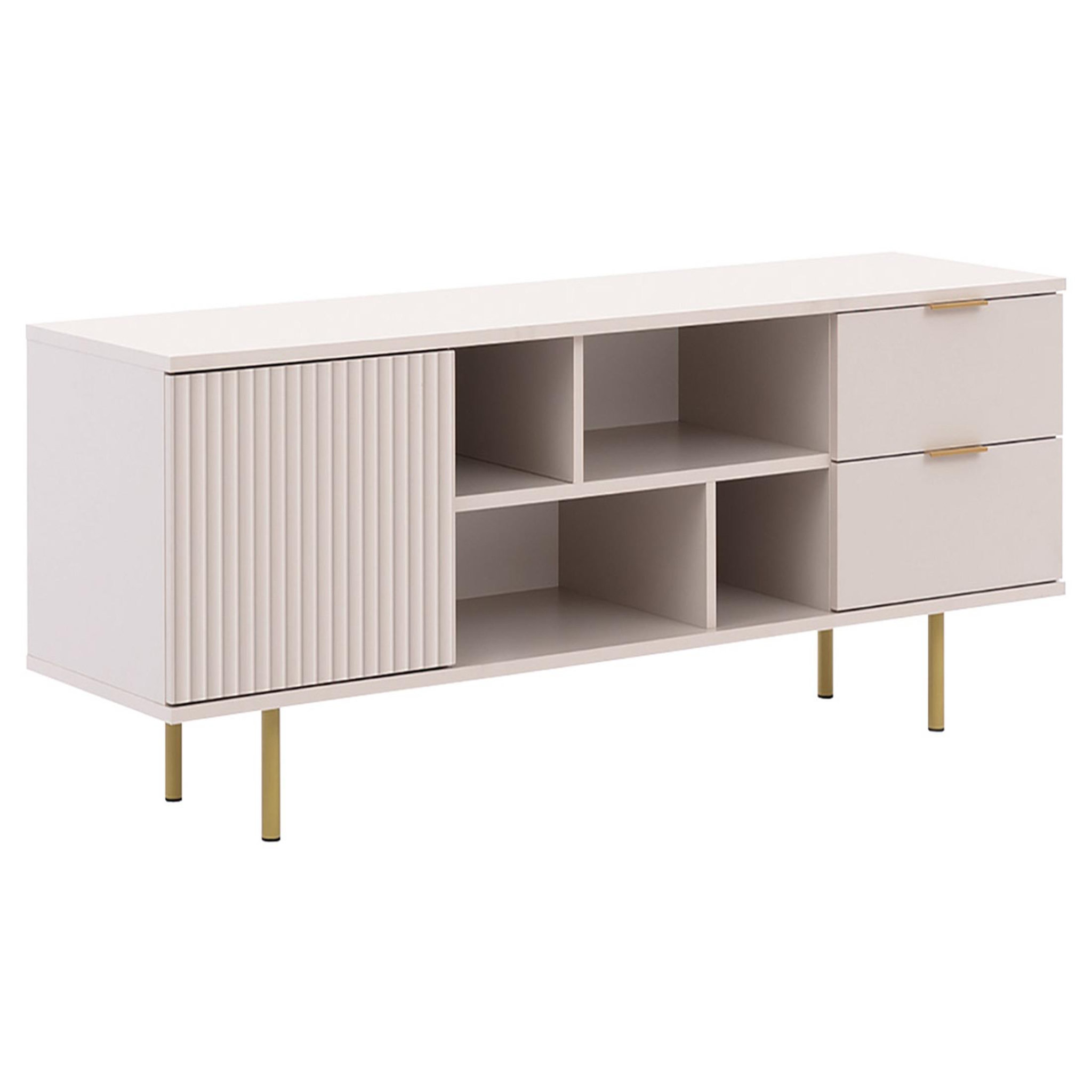 Voir la diapositive 4 : BEST MOBILIER Monica - meuble tv - beige - 4 niches et 2 portes - 150 cm