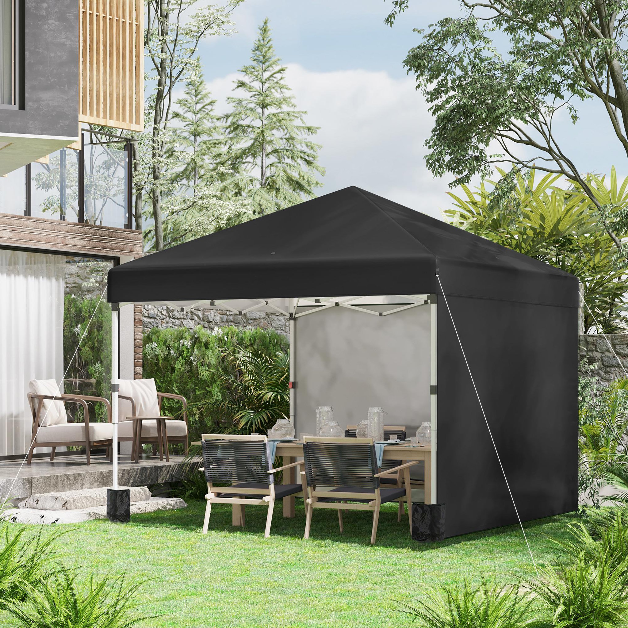 Voir la diapositive 2 : OUTSUNNY Tonnelle barnum pop-up UV 30+ lestage sac transport inclus noir