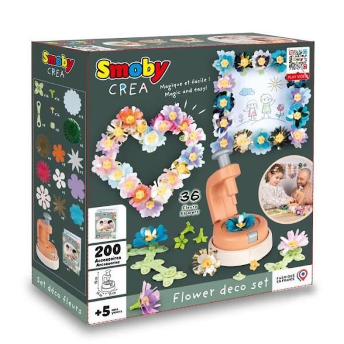 SMOBY Smoby - Loisirs créatif - Set de création fleurs objets décoratifs - 200 accessoires - Fabriqué en France