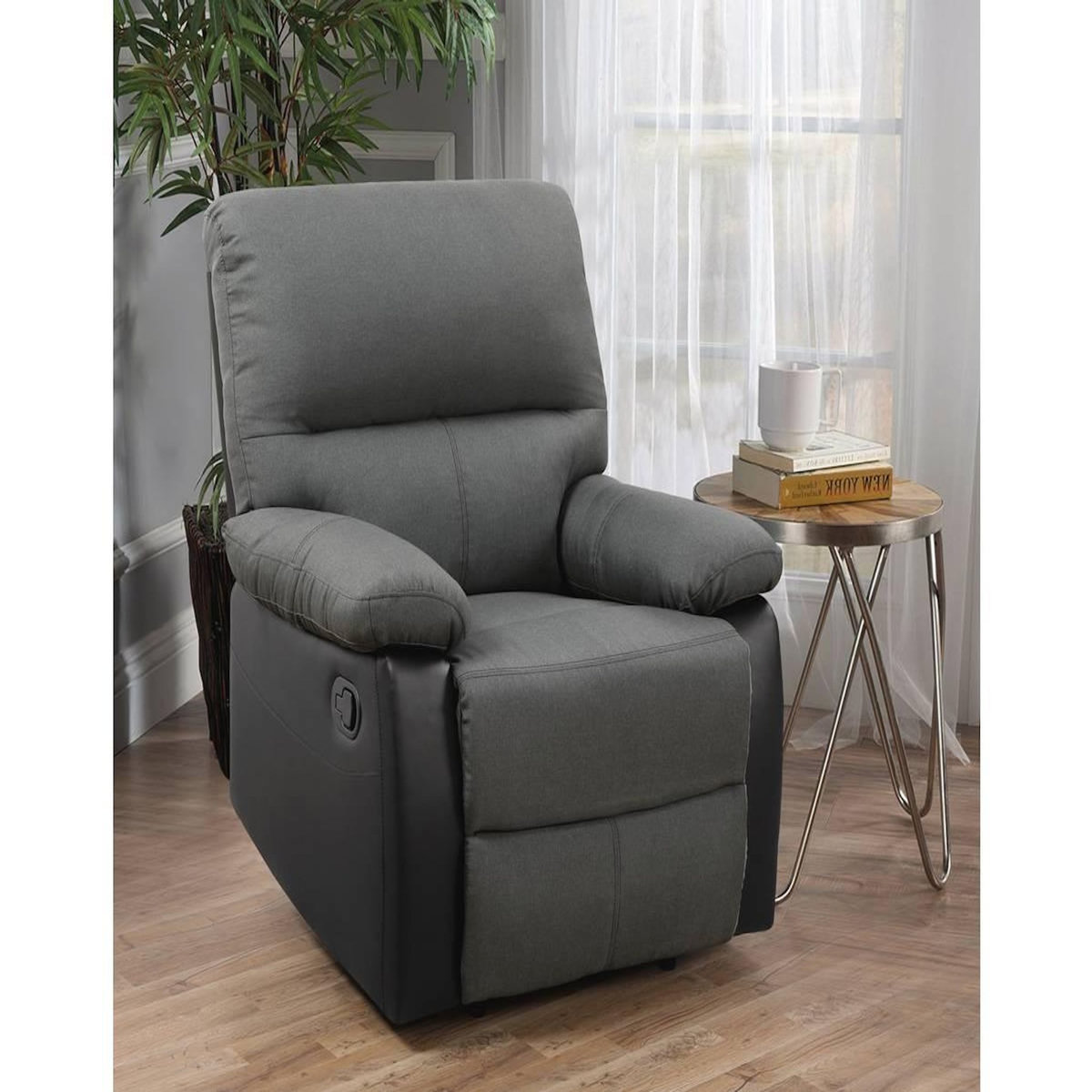 Habitat et Jardin Fauteuil relax  Lincoln  - 90 x 89 x 103 cm - Noir/Gris foncé