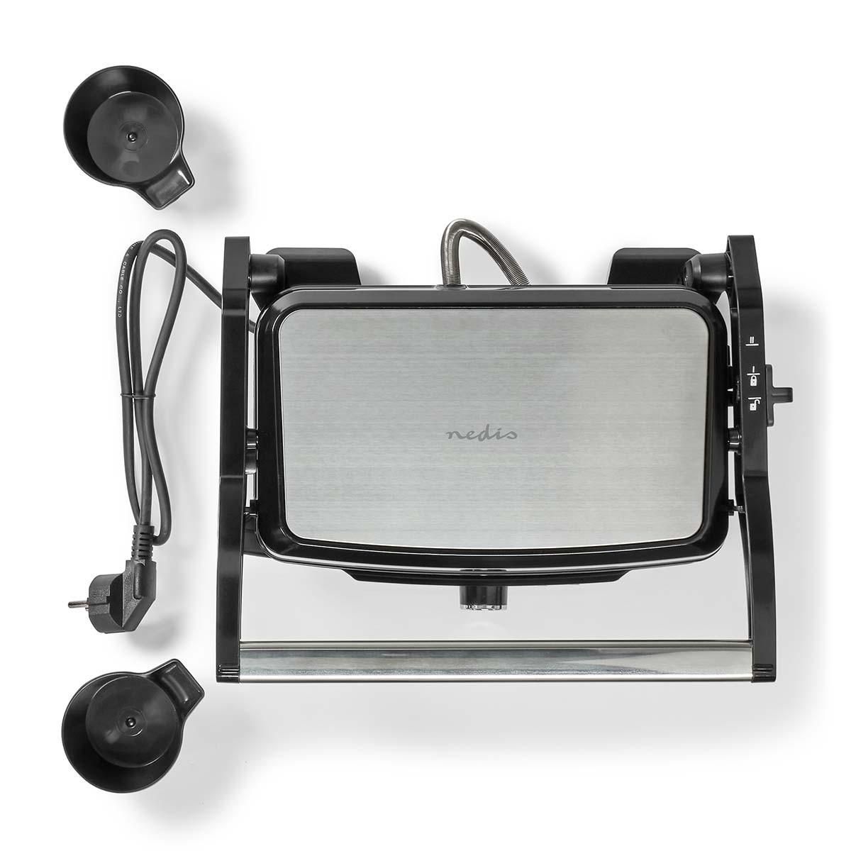 NEDIS Grill de contact 1500W Sandwiches Pannini Grillades Plaque Anti-adhésive Poignée froide NEDIS