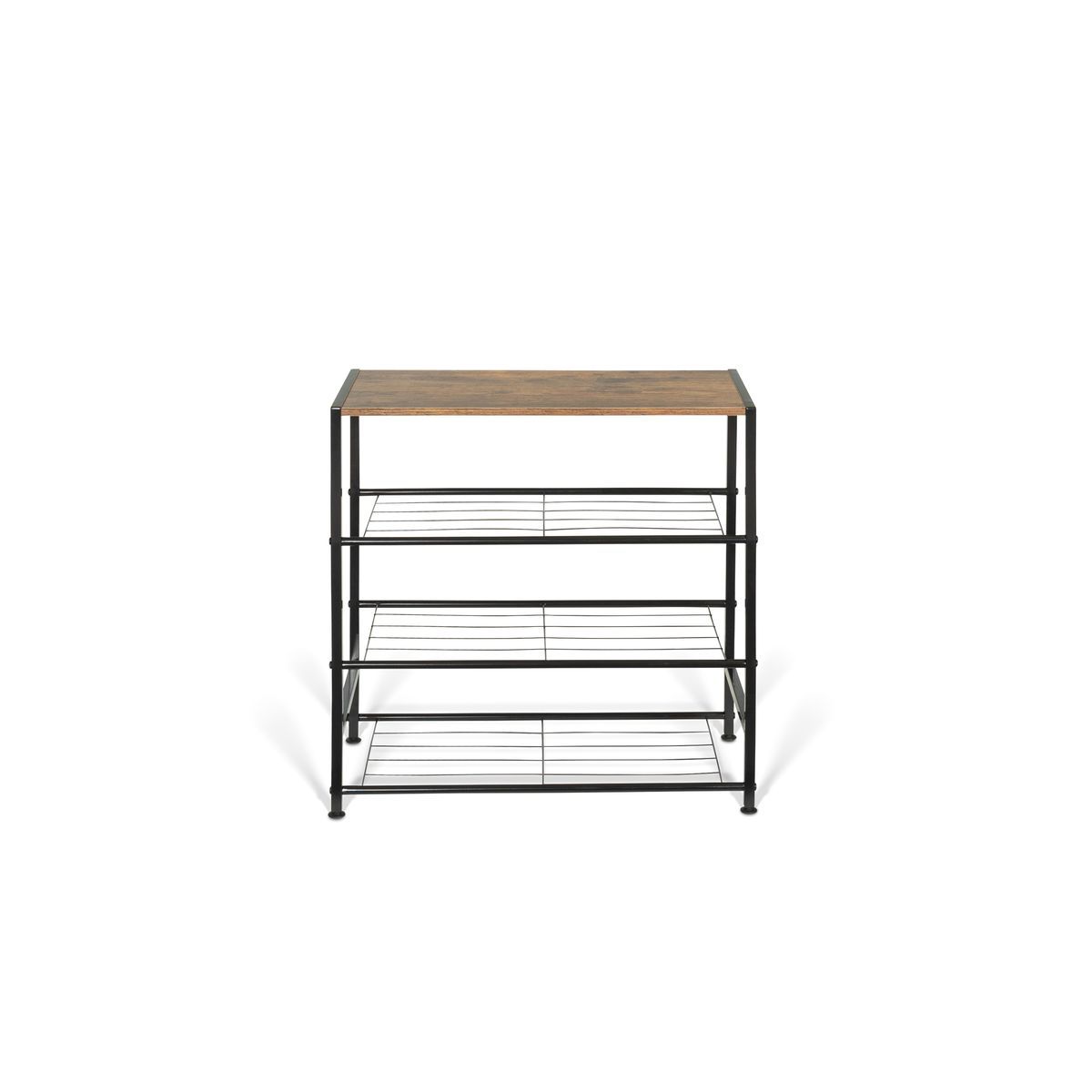 Range chaussures 3 étagères métal + 1 ètagère bois CHARLIZE