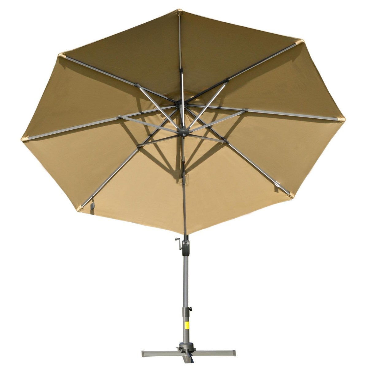 OUTSUNNY Parasol déporté octogonal parasol LED inclinable pivotant manivelle piètement acier dim. Ø 3 x 2,48H m beige