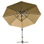 Voir la diapositive 4 : OUTSUNNY Parasol déporté octogonal parasol LED inclinable pivotant manivelle piètement acier dim. Ø 3 x 2,48H m beige
