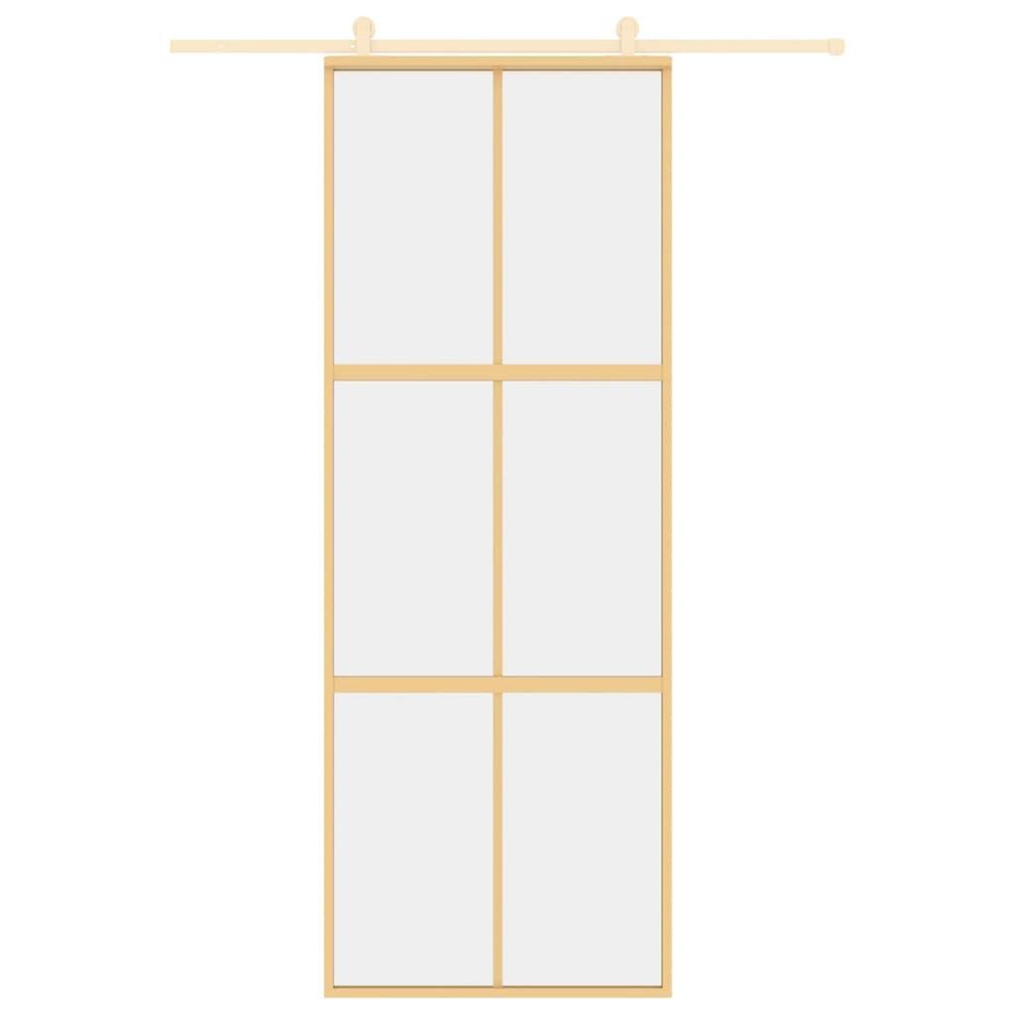 Voir la diapositive 3 : VIDAXL Porte coulissante dore 76x205 cm verre ESG clair et aluminium