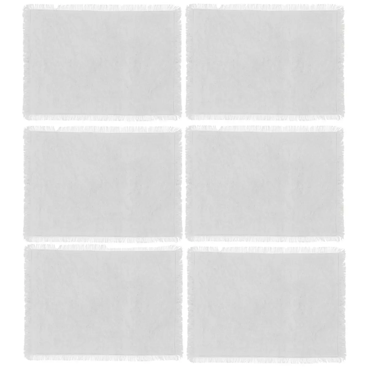 TOILINUX Lot de 6 Sets de table Maha en coton - Longueur 45 cm x Largeur 30 cm - Blanc