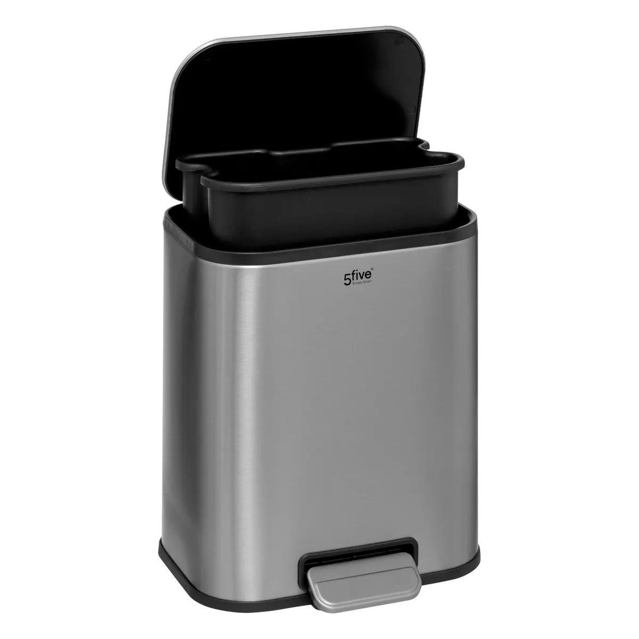 Voir la diapositive 3 : FIVE Poubelle à pédale  inox  5l gris