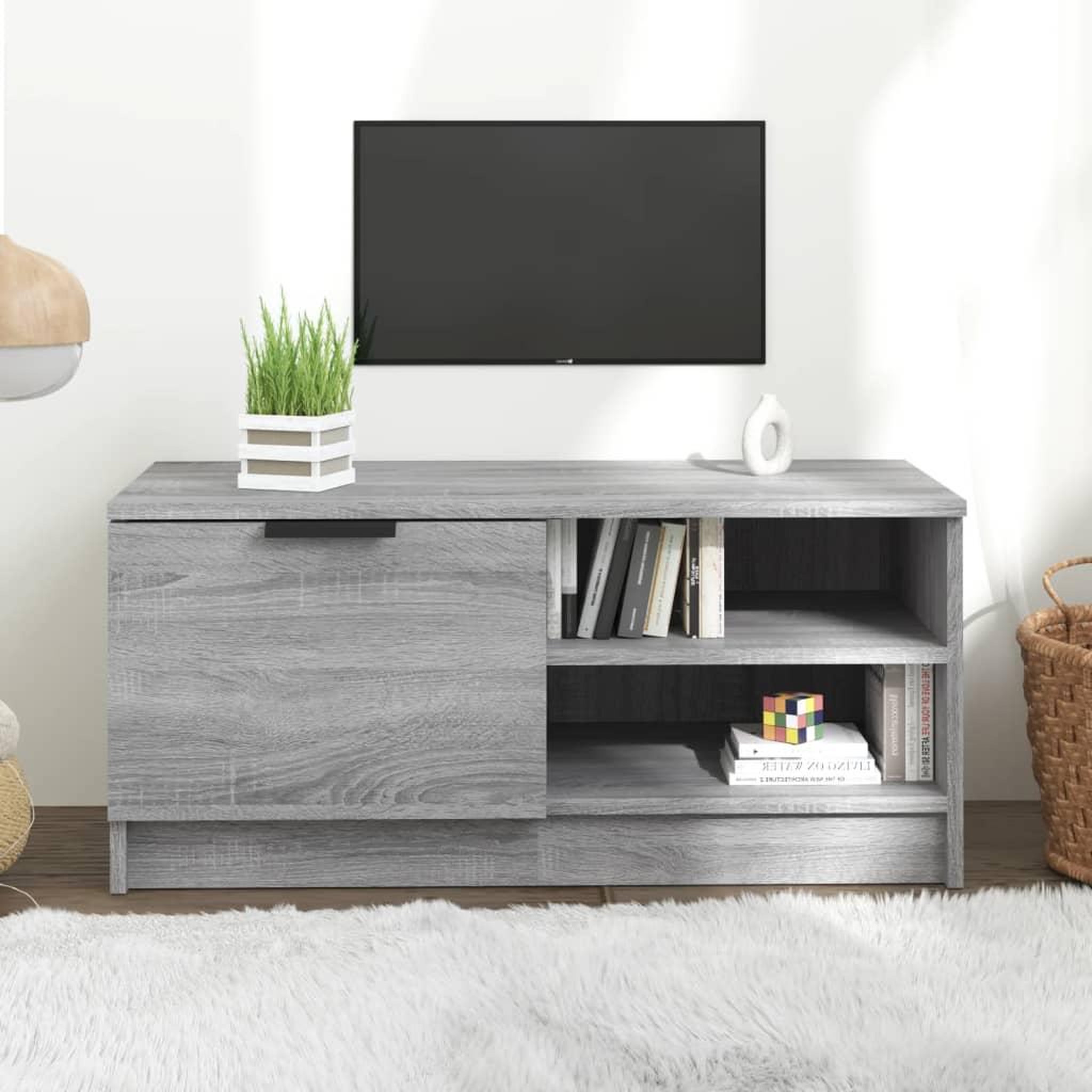 Voir la diapositive 1 : VIDAXL Meuble TV Sonoma gris 80x35x36,5 cm Bois d'ingenierie