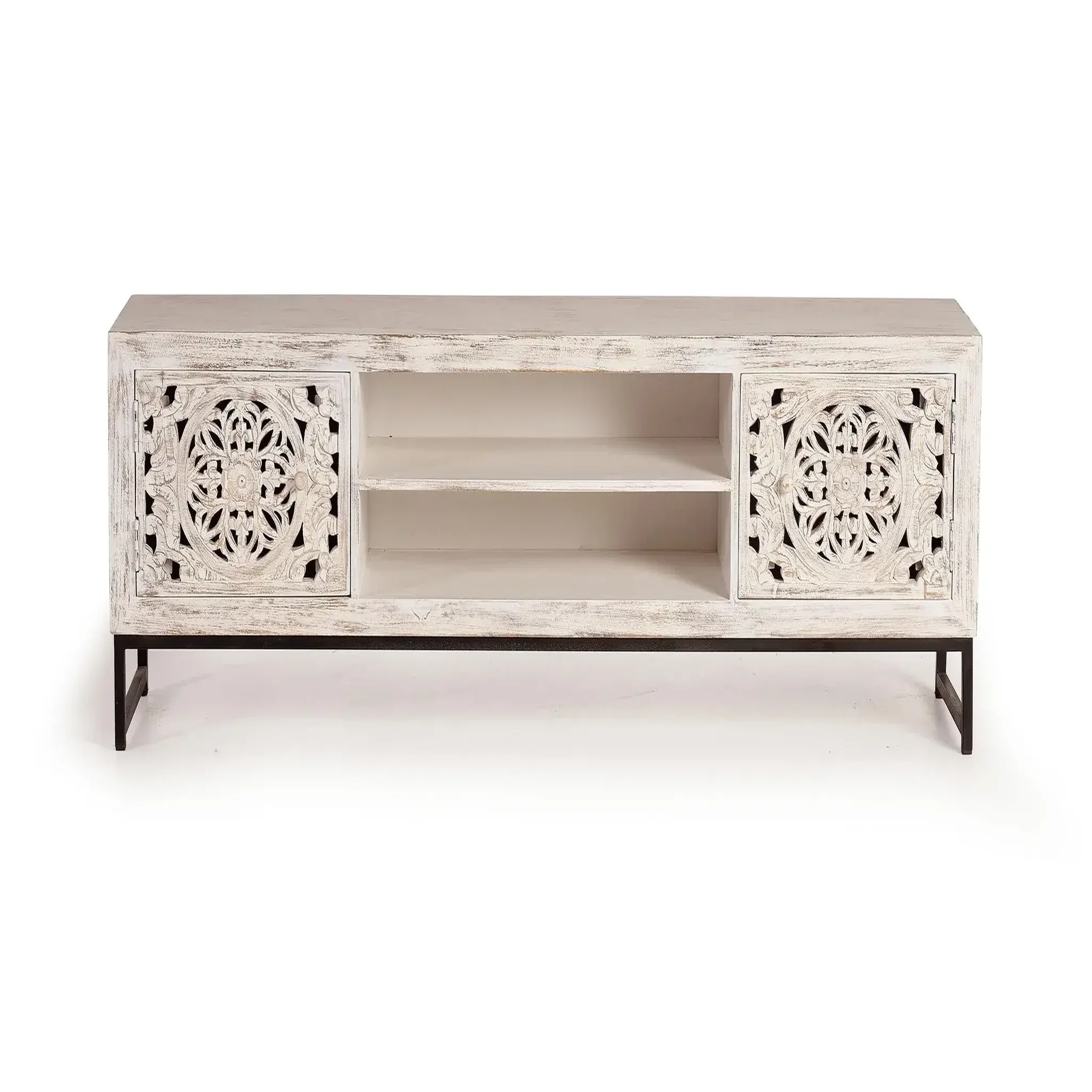 GINER Y COLOMER SL Meuble tv en bois de manguier 170 cm style ethnique boho sculpté