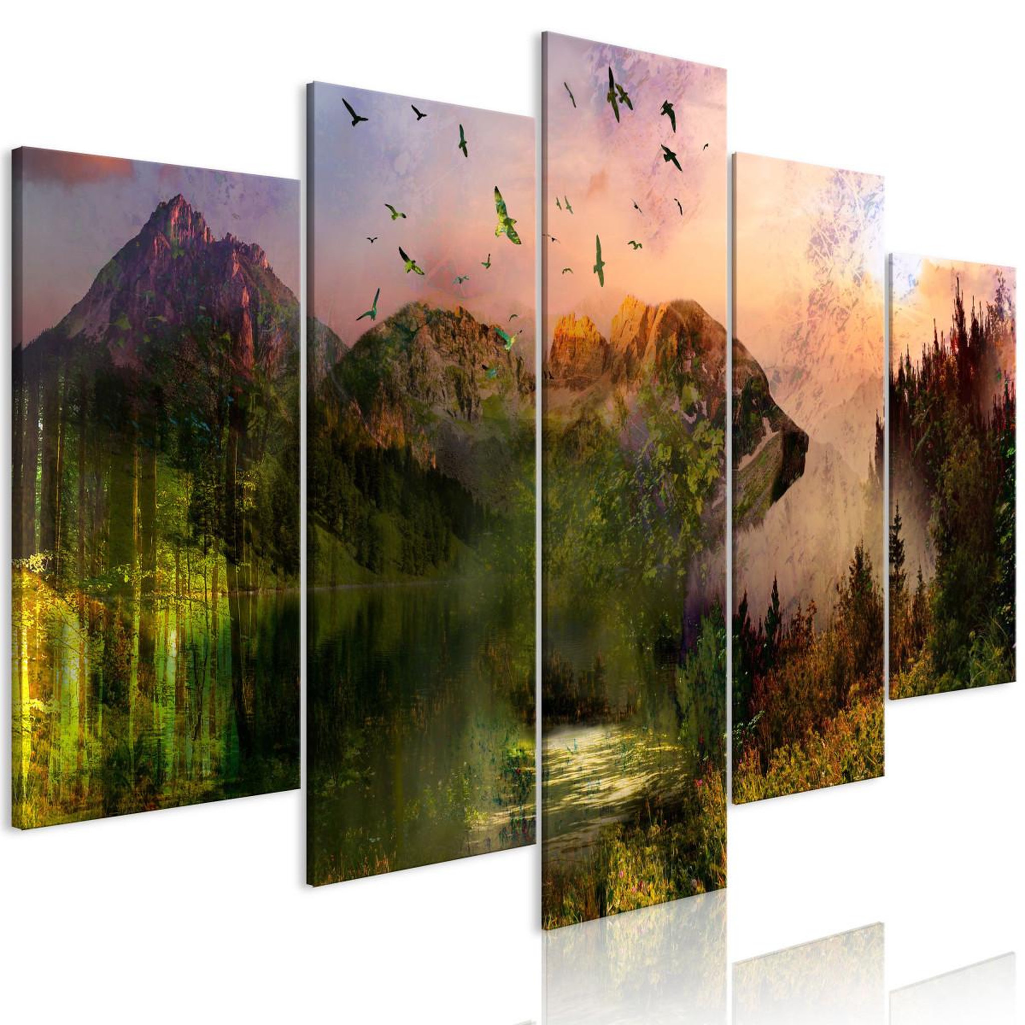 Voir la diapositive 1 : Paris Prix Tableau 5 panneaux  bear in the mountain wide