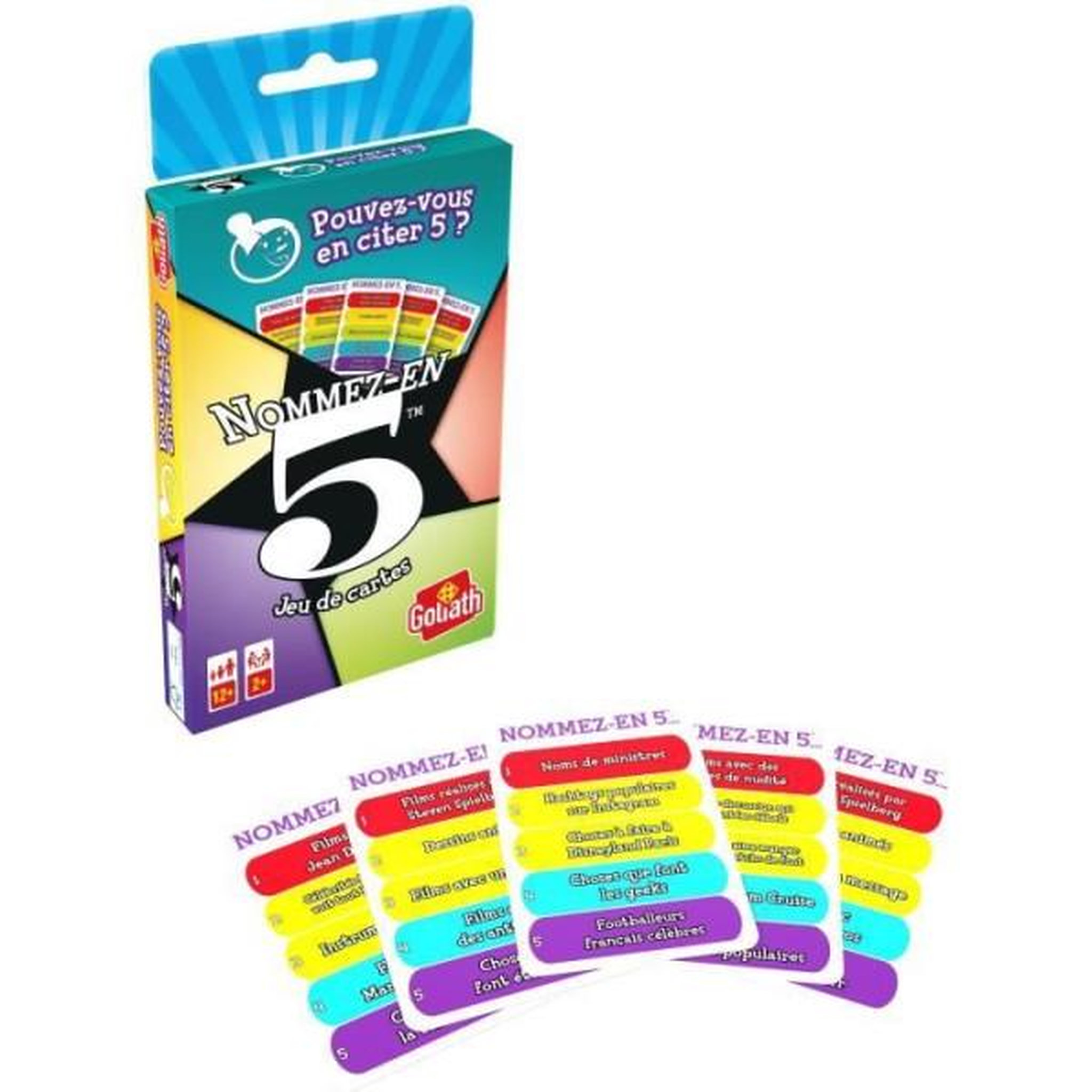 Voir la diapositive 5 : GOLIATH Nommez-en 5 - Jeu de cartes - GOLIATH