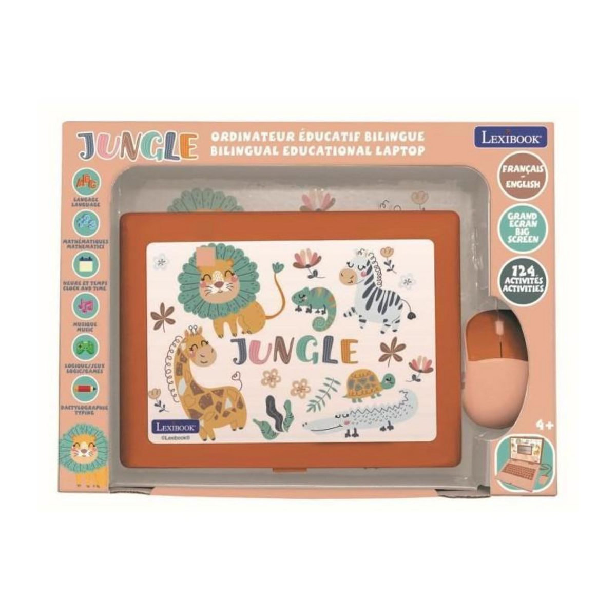 Lexibook Lexibook - Ordinateur éducatif coloris Animaux – 124 activités (Français/Anglais)
