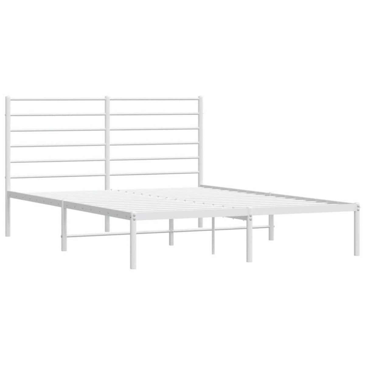 VIDAXL Cadre de lit metal sans matelas et tete de lit blanc 120x190 cm
