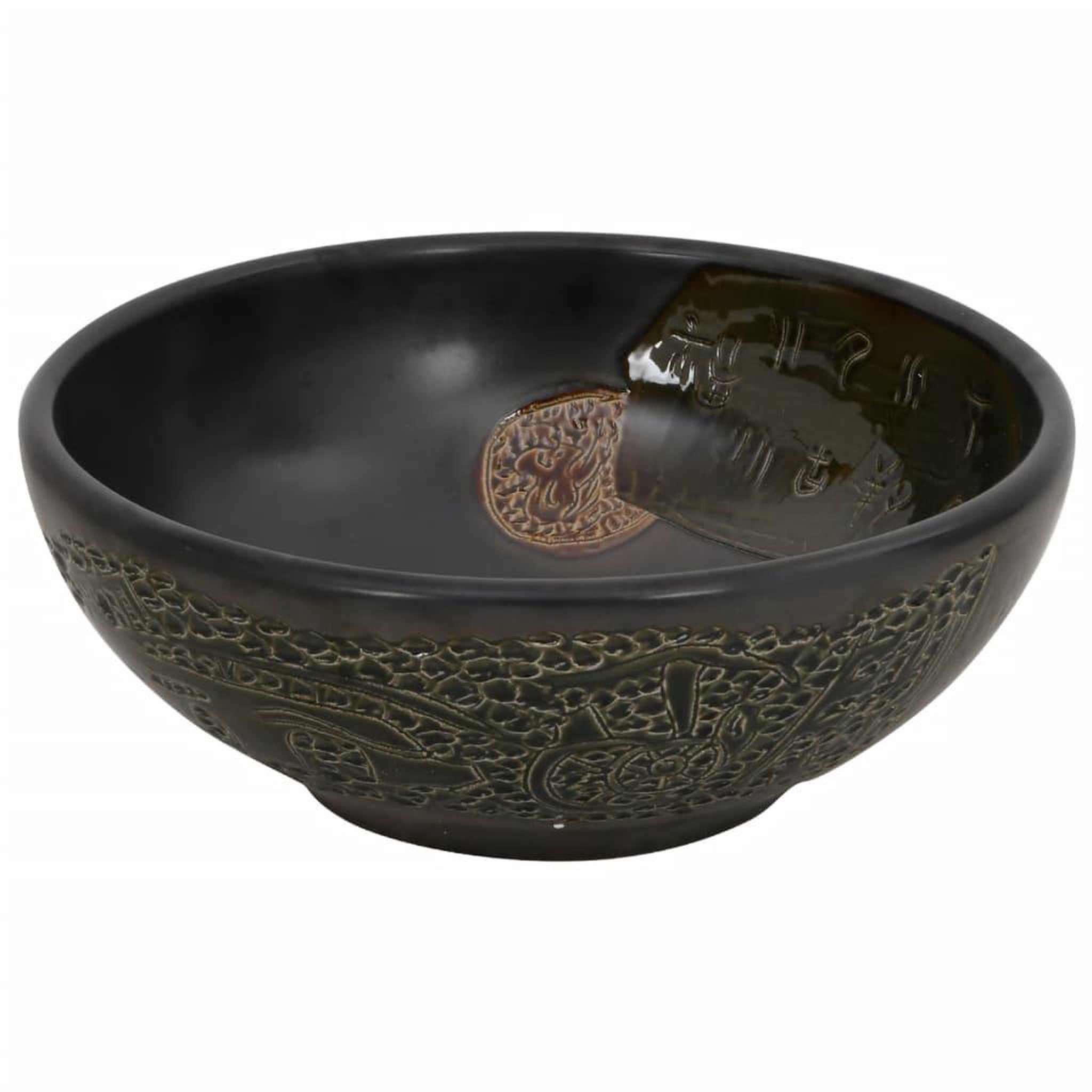 Voir la diapositive 3 : VIDAXL Vasque a poser noir rond Φ41x14 cm ceramique