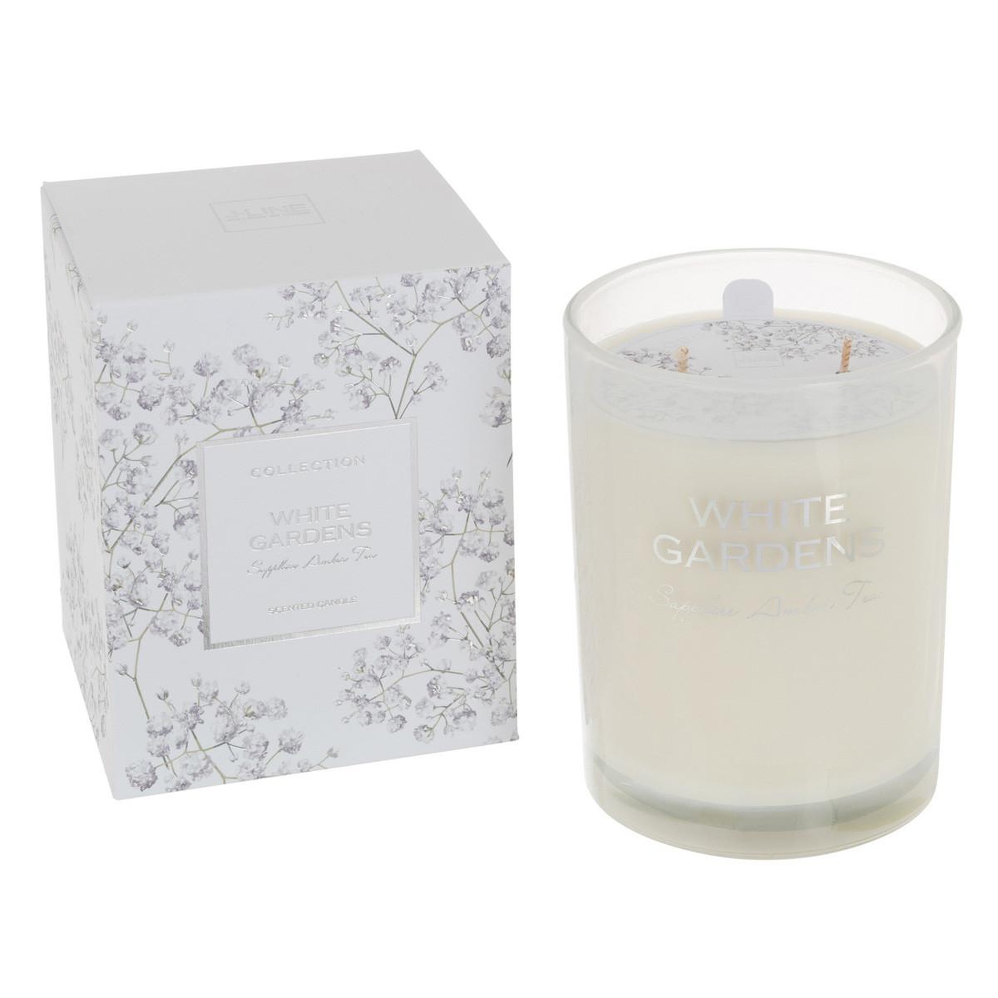 J-LINE Bougie parfumée  white gardens  12cm sapphira amber tea