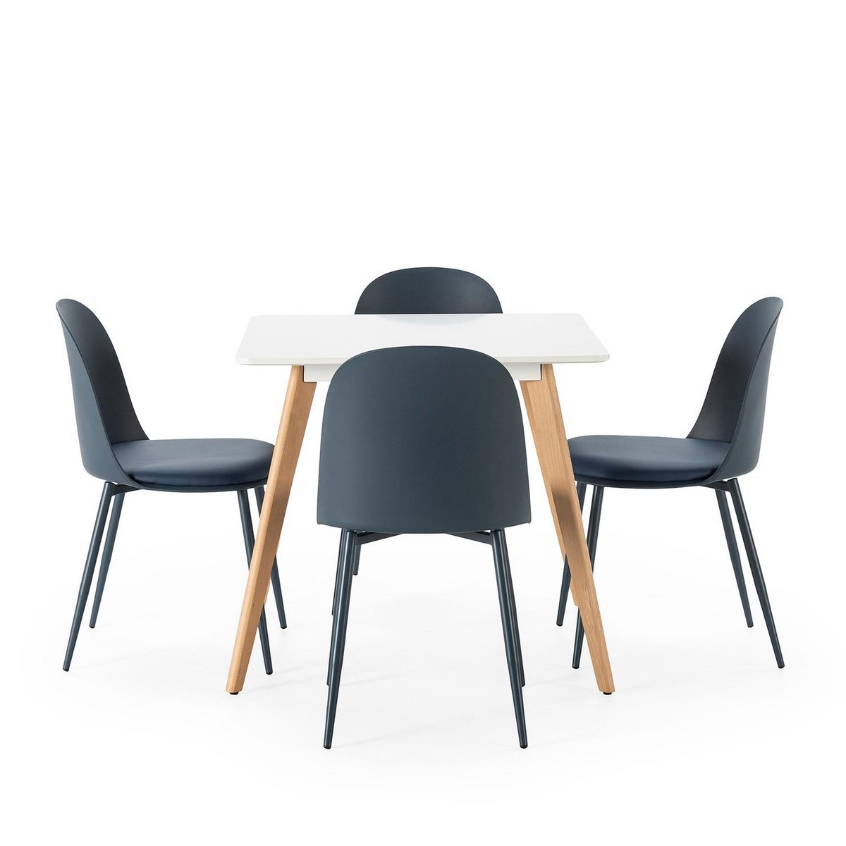 VS VENTA-STOCK Ensemble table 80x80 cm et 4 chaises de salle à manger Kana Bleu