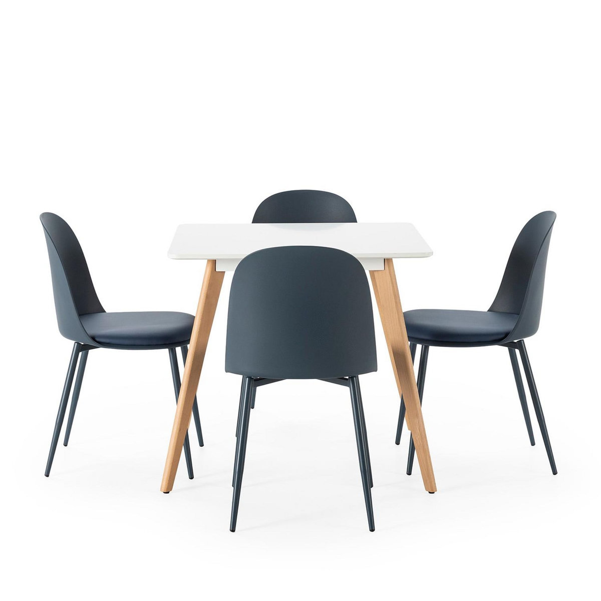 VS VENTA-STOCK Ensemble table 80x80 cm et 4 chaises de salle à manger Kana Bleu