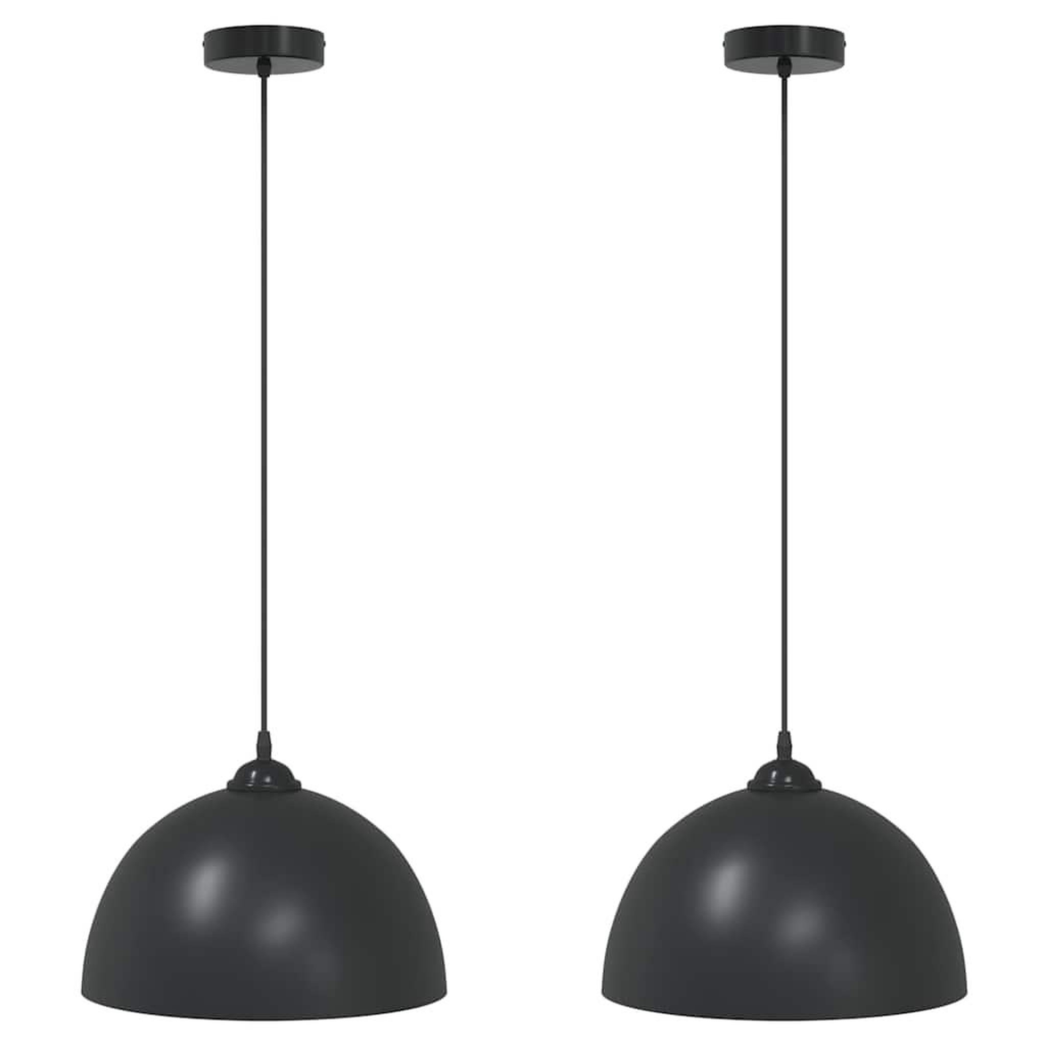 Voir la diapositive 2 : VIDAXL Lampes suspendues 2 pcs hauteur reglable E27 noir Ø 30 cm metal