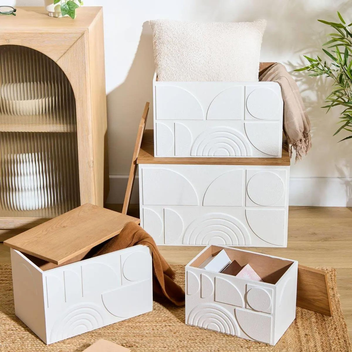 ATMOSPHERA Lot de 4 Malles Design  Catalina  54cm Blanc