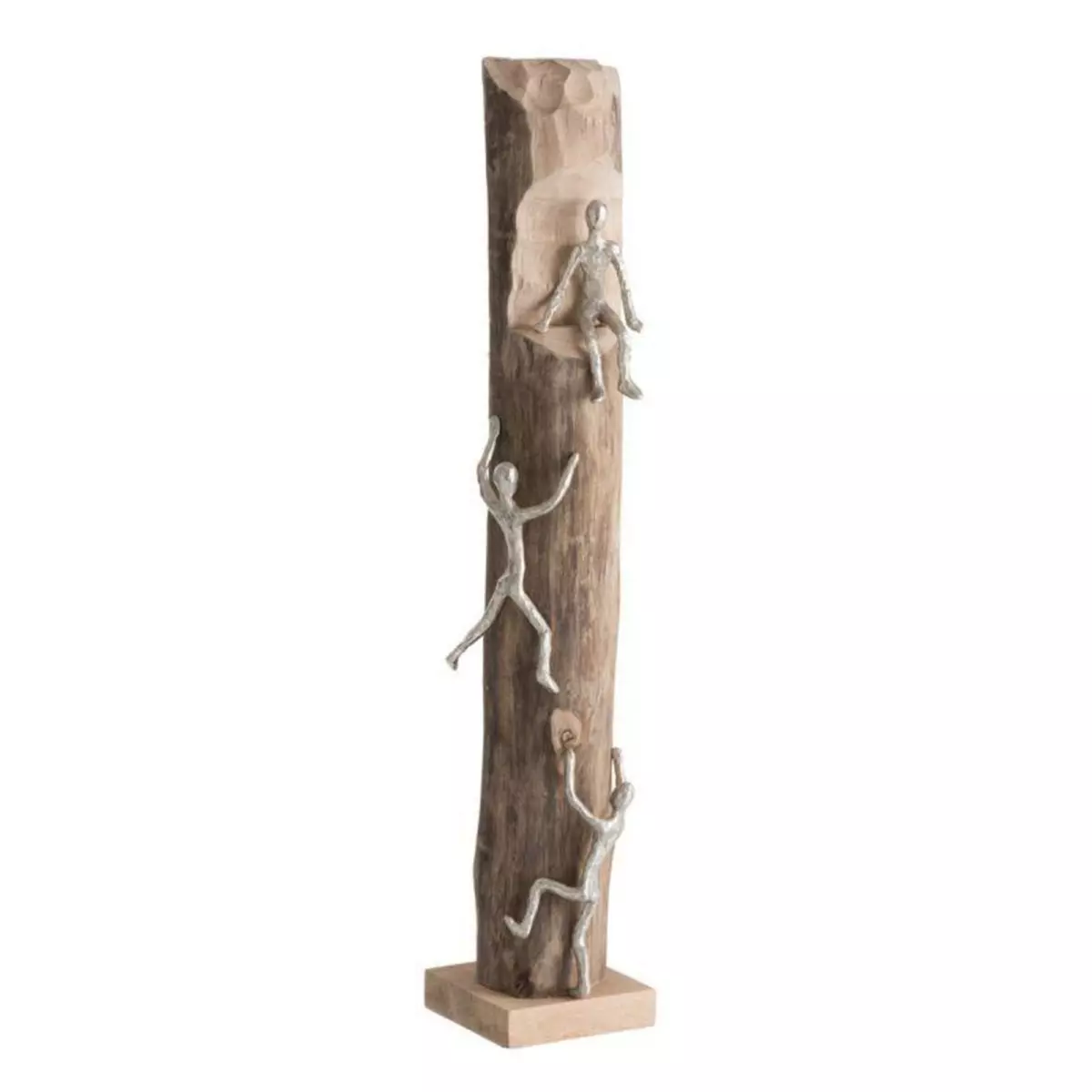 Paris Prix Statuette Déco  3 Grimpeurs  73cm Naturel & Argent