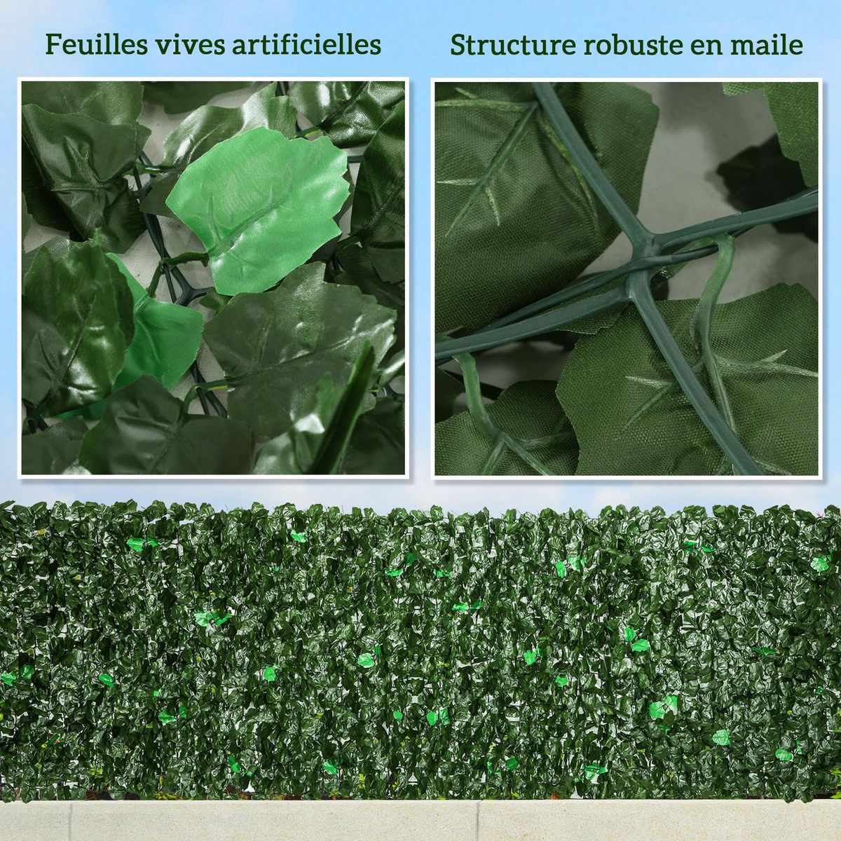 OUTSUNNY Haie artificielle lierre brise-vue rouleau dim. 3L x 1H m feuillage réaliste anti-UV vert