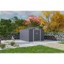 Voir la diapositive 2 : MARKET24 URANUS Abri de jardin en métal 8,84 m² - 277 x 319 x 202 cm - Kit d'ancrage inclus, 2 portes coulissantes - Gris