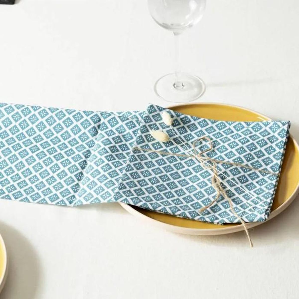 ATMOSPHERA Lot de 4 Serviettes de Table  Tikal  40x40cm Bleu