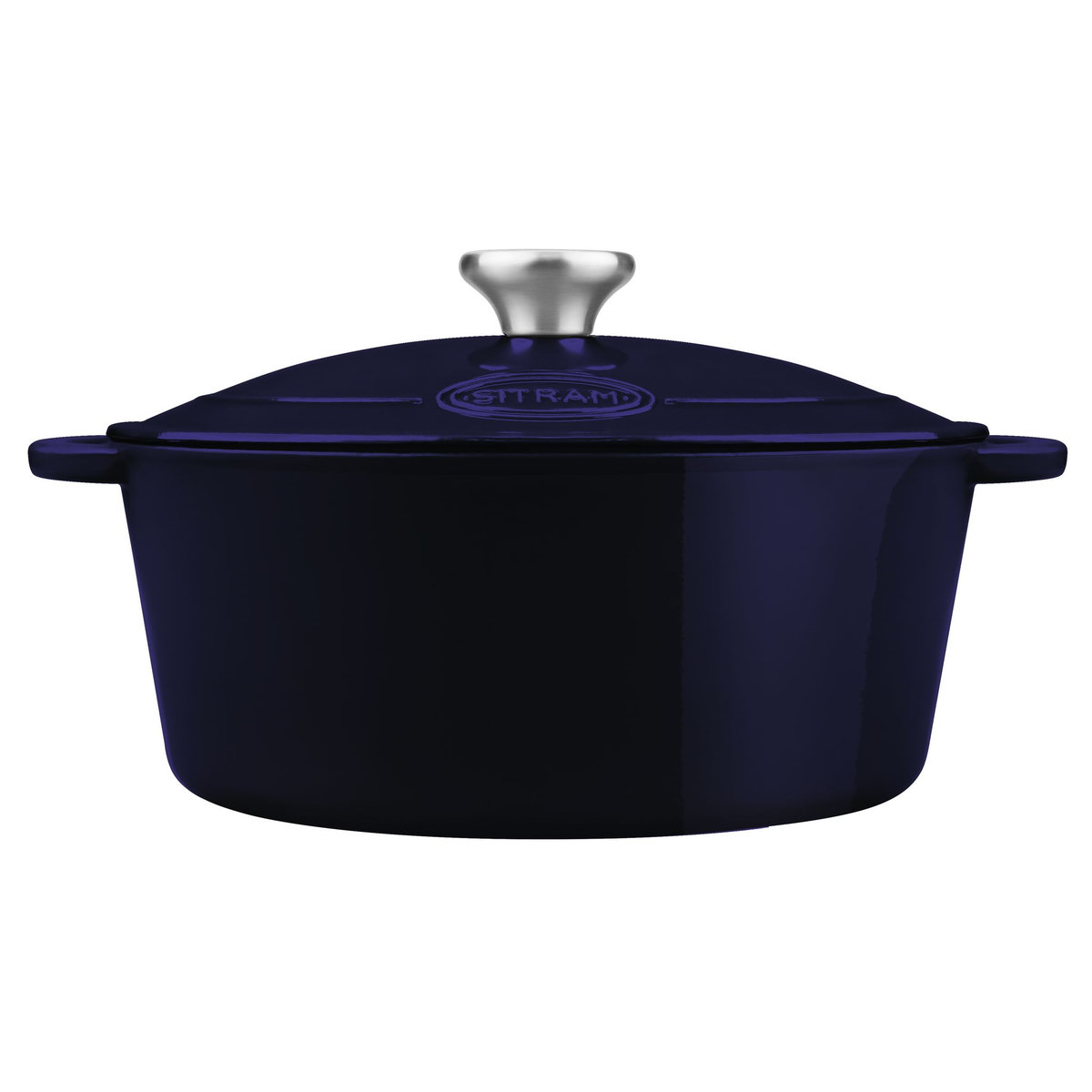 SITRAM Cocotte induction fonte d'acier  recyclée ovale 4 litres bleu 27 x 21 cm