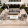Voir la diapositive 6 : CONCEPT USINE Salon de jardin 5 places avec table basse gris clair SOLOMON