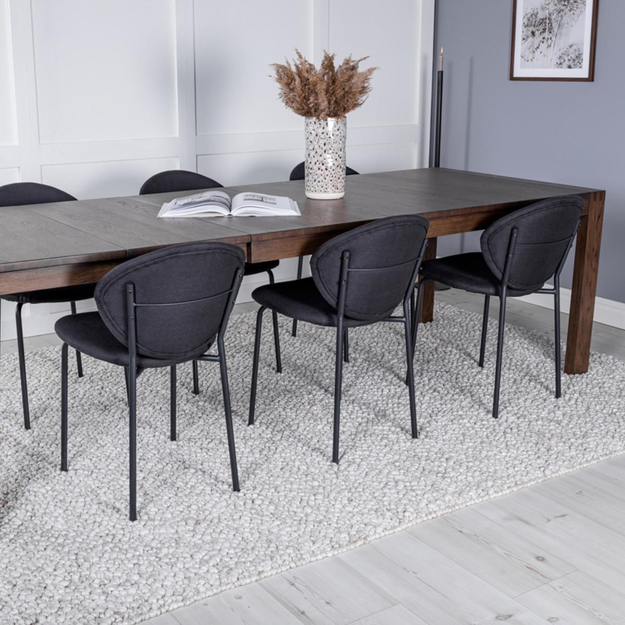 Voir la diapositive 4 : Paris Prix Ensemble Table à Manger Extensible & 6 Chaises  Slider & Vault  170-250cm Noir & Marron