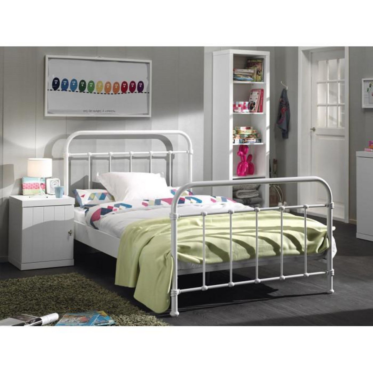 Paris Prix Lit Enfant Métal  New York  120x200cm Blanc