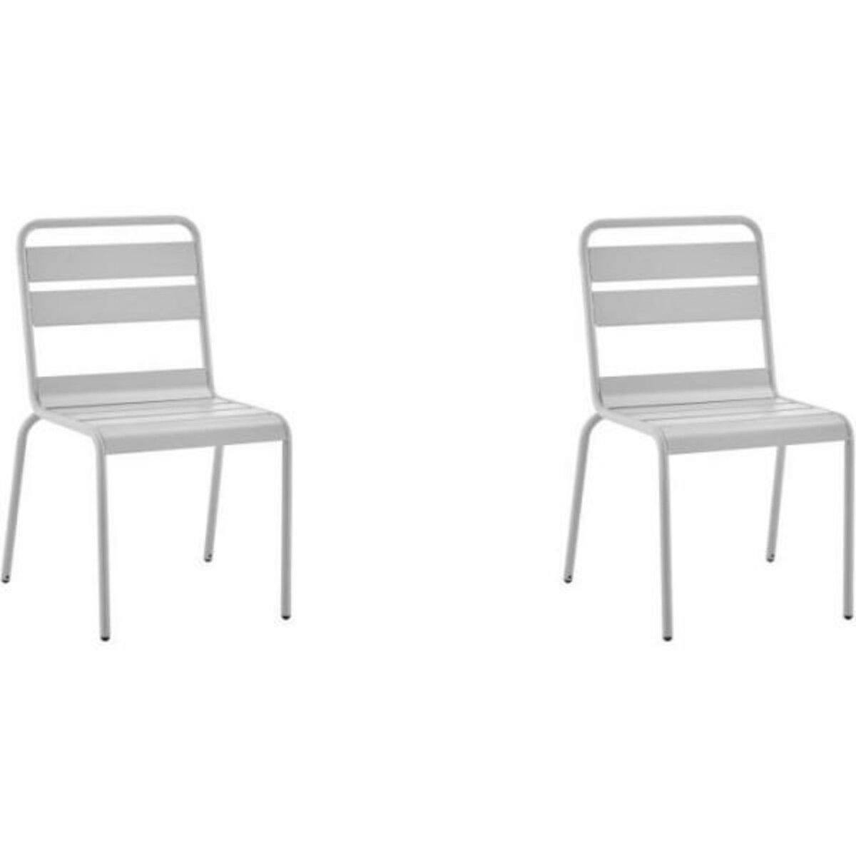 MARKET24 Lot de 2 chaises de jardin en acier gris - IRONCH2GR - 43 x 43 x 86 cm
