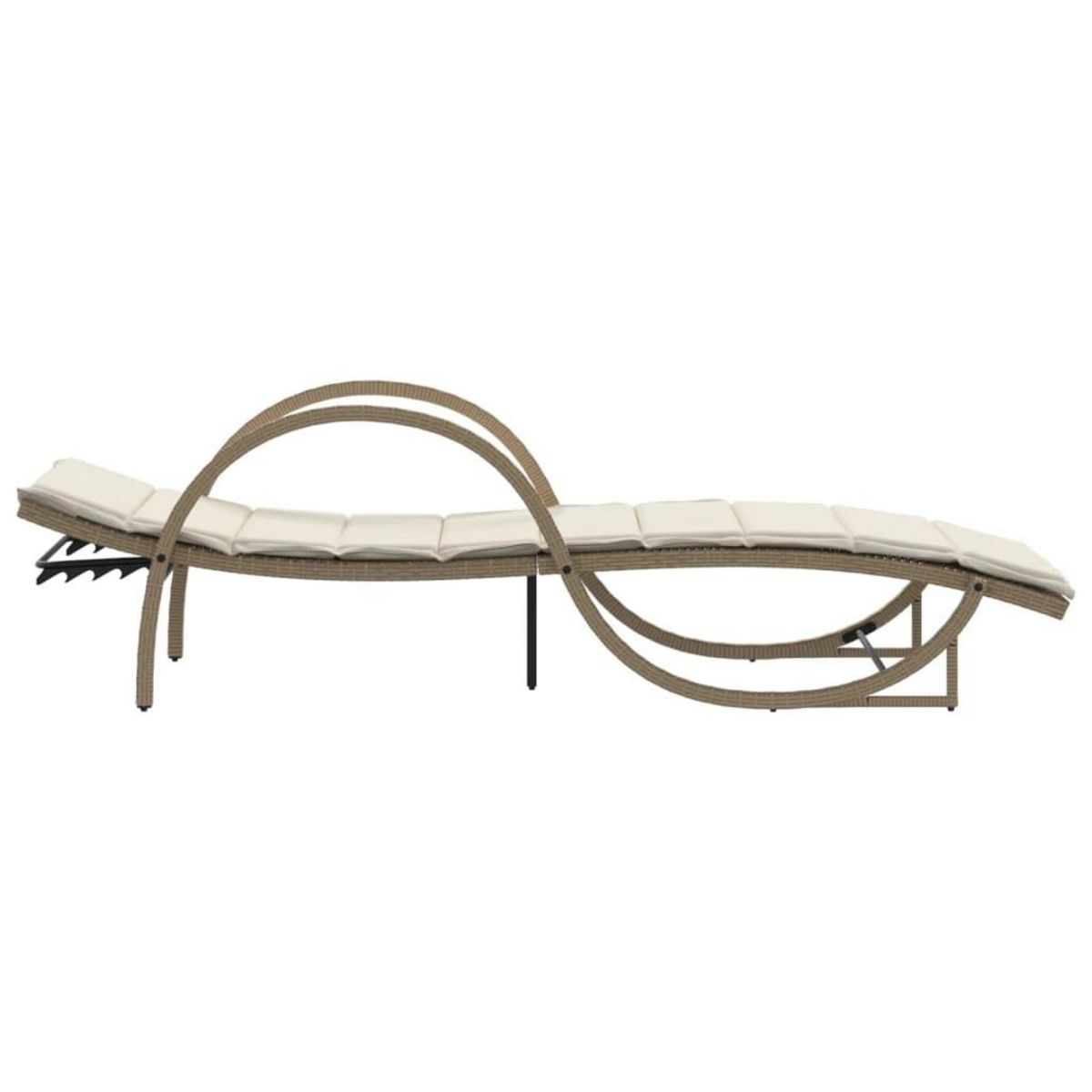 VIDAXL Chaise longue avec coussin beige 60x199x42 cm resine tressee