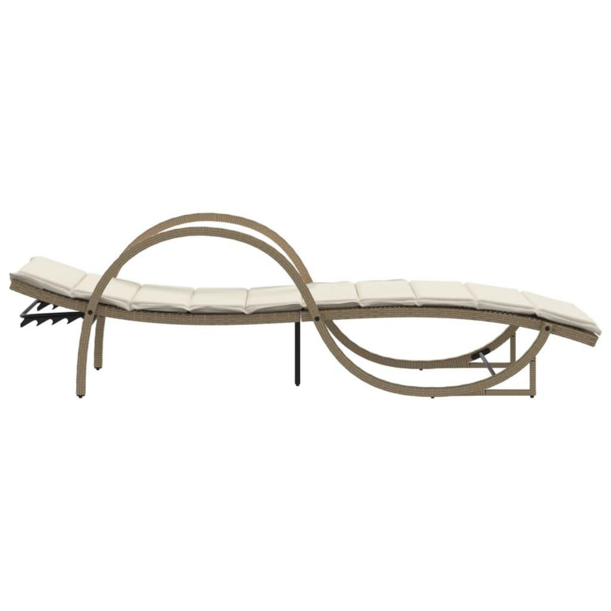 VIDAXL Chaise longue avec coussin beige 60x199x42 cm resine tressee