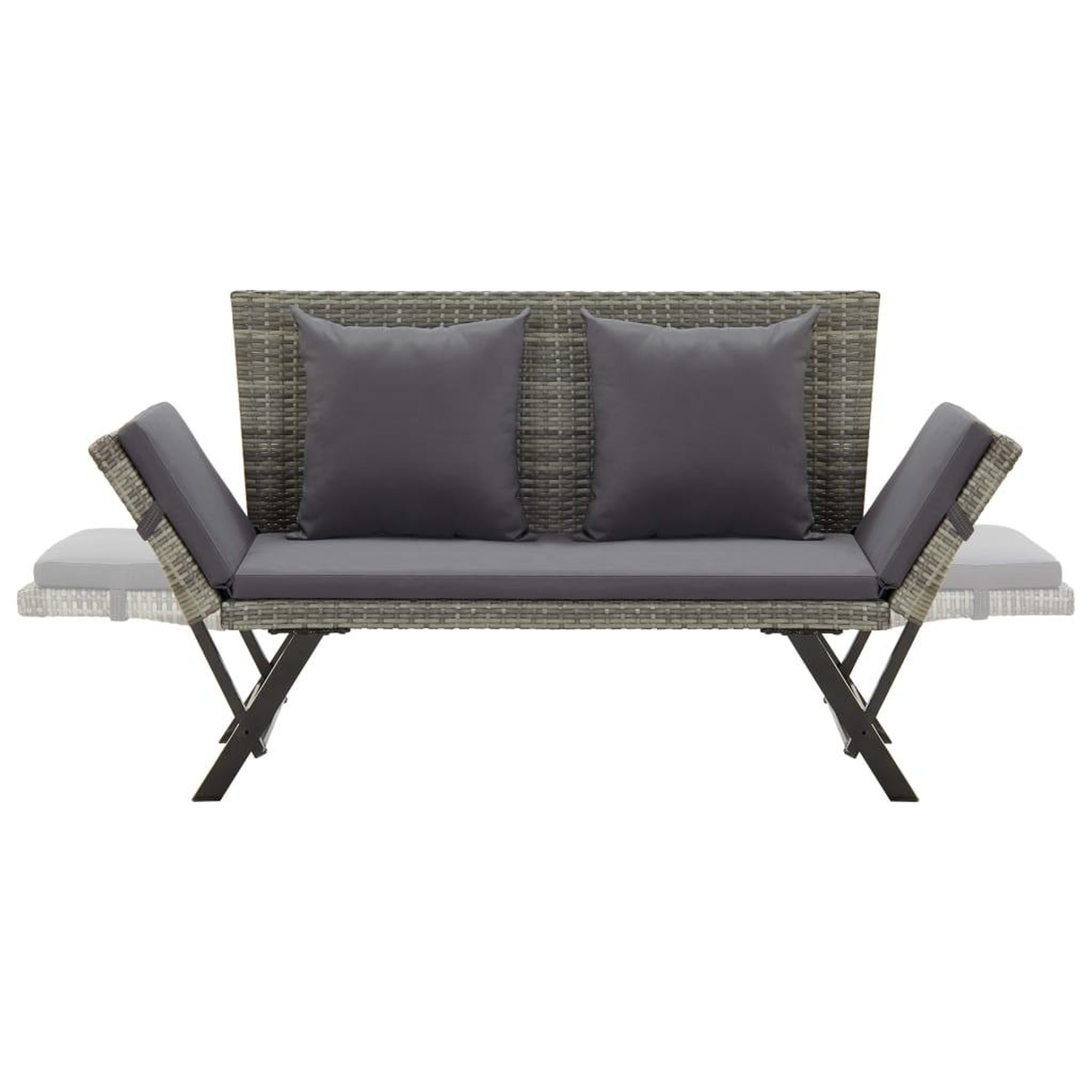 Voir la diapositive 5 : VIDAXL Banc de jardin avec coussins 176 cm Gris Resine tressee