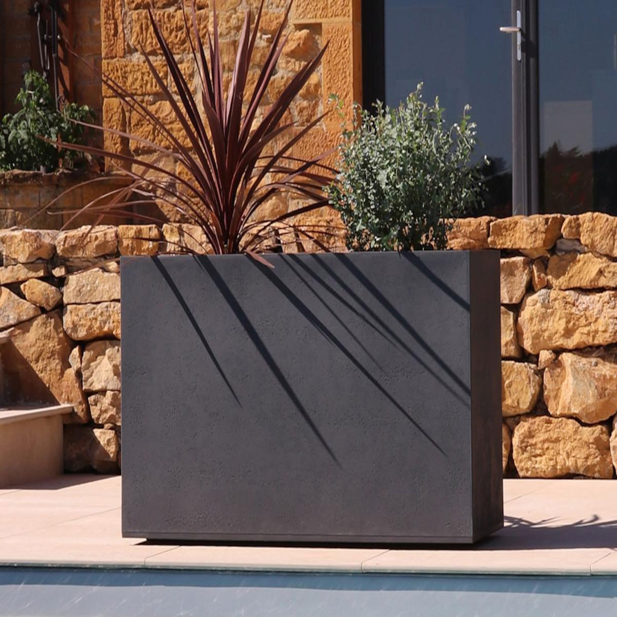 Eda Jardinière Muret Basalt Décor béton 116 L - Gris anthracite - Eda