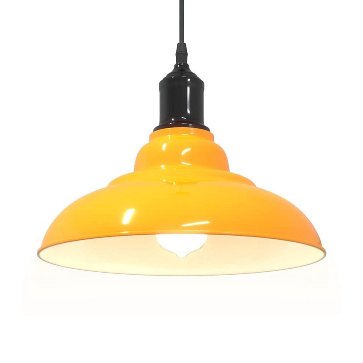 VIDAXL Lampe suspendue reglable hauteur E27 jaune brillant Ø31cm metal