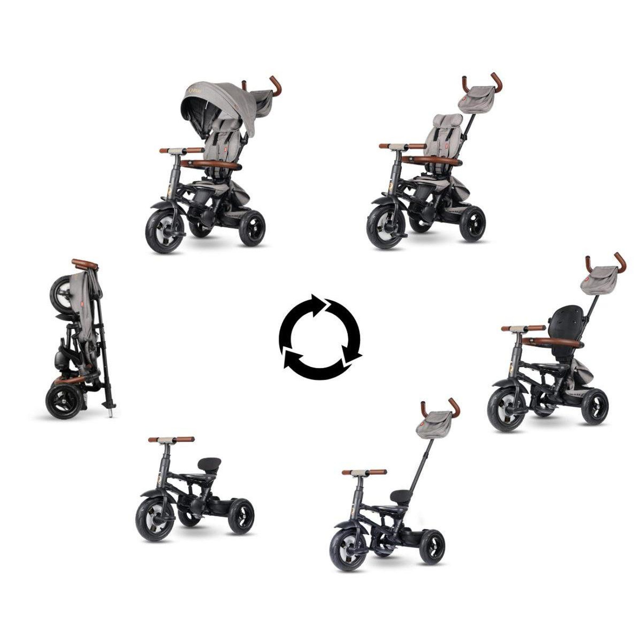 Voir la diapositive 2 : QPLAY Tricycle  rito deluxe caoutchouc gris
