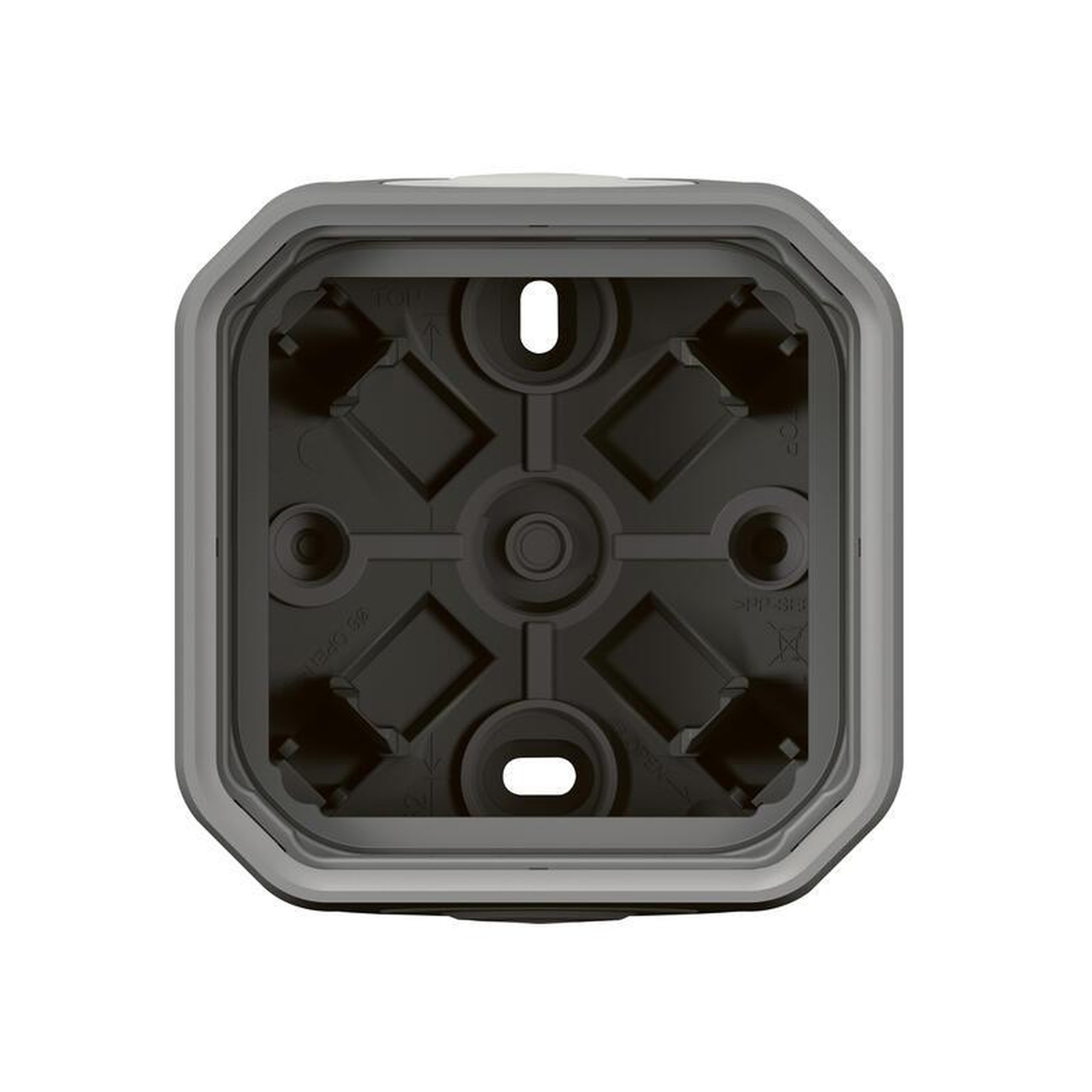 Voir la diapositive 2 : Legrand Boîtier saillie étanche PLEXO 1 poste avec 2 embouts à membrane et 1 entrée gris (Boîte de 10) LEGRAND 069651L