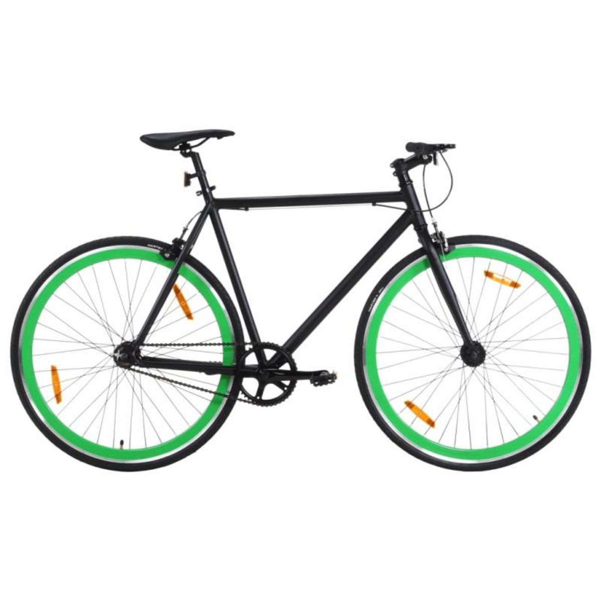 VIDAXL Vélo à pignon fixe noir et vert 700c 51 cm