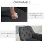 HOMCOM Chaise design contemporain dossier capitonné 9 boutons piètement tubulaire métal noir velours gris