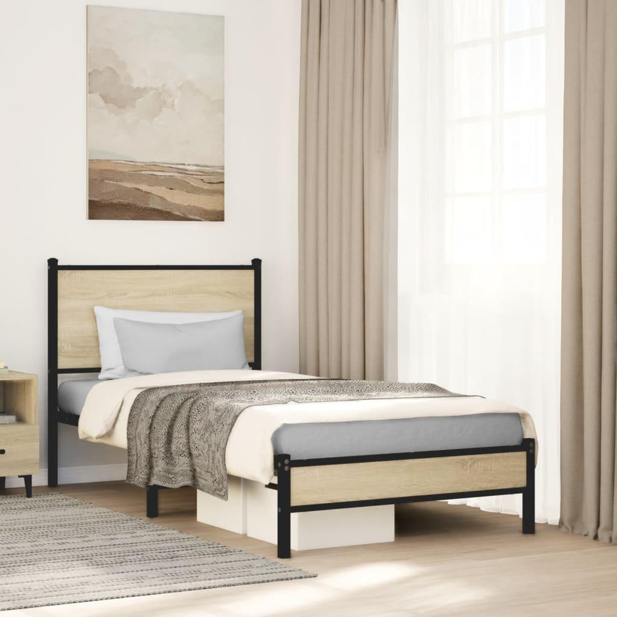 VIDAXL Cadre de lit en metal sans matelas chene sonoma 80x200 cm