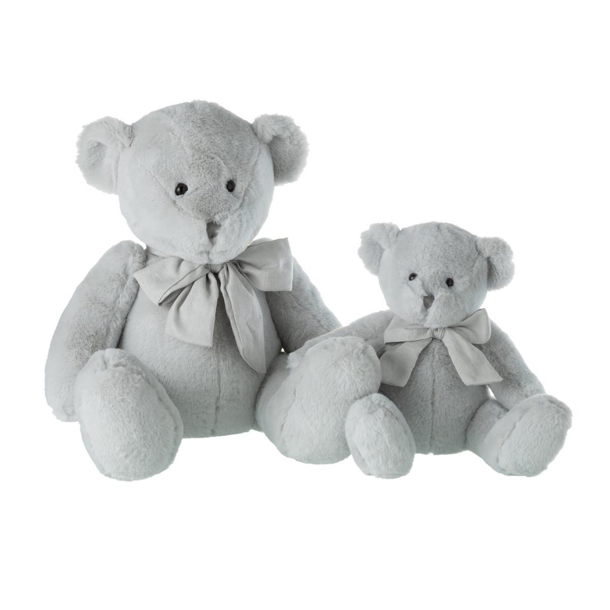 Voir la diapositive 2 : J-LINE Peluche enfant  ourson nœud  34cm gris