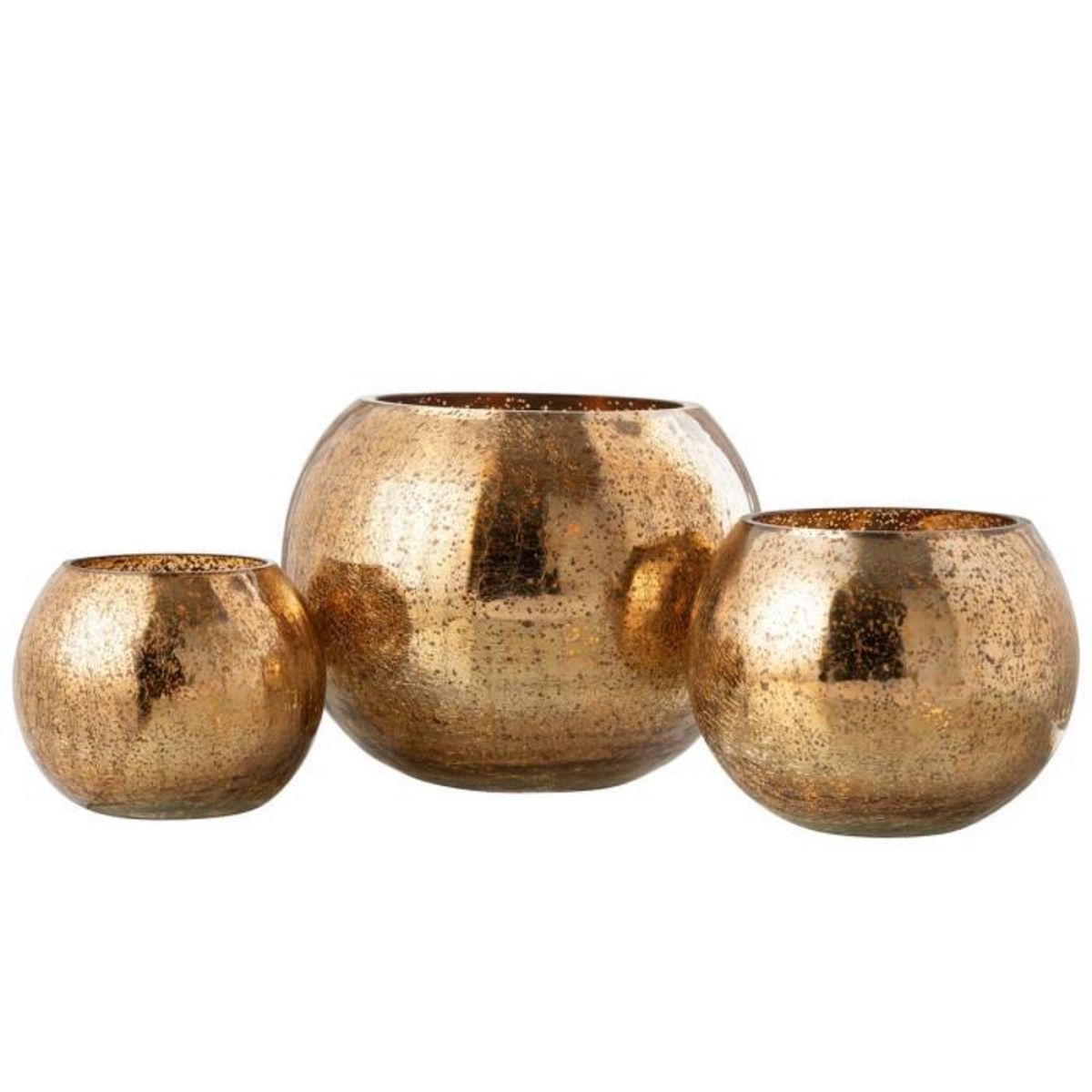 Paris Prix Photophore Boule en Verre  Craquelée  20cm Doré Foncé