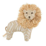 Paris Prix Statuette Déco en Raphia  Lion  22cm Blanc & Beige