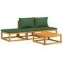 Voir la diapositive 3 : VIDAXL Salon de jardin 4 pcs avec coussins vert bois massif