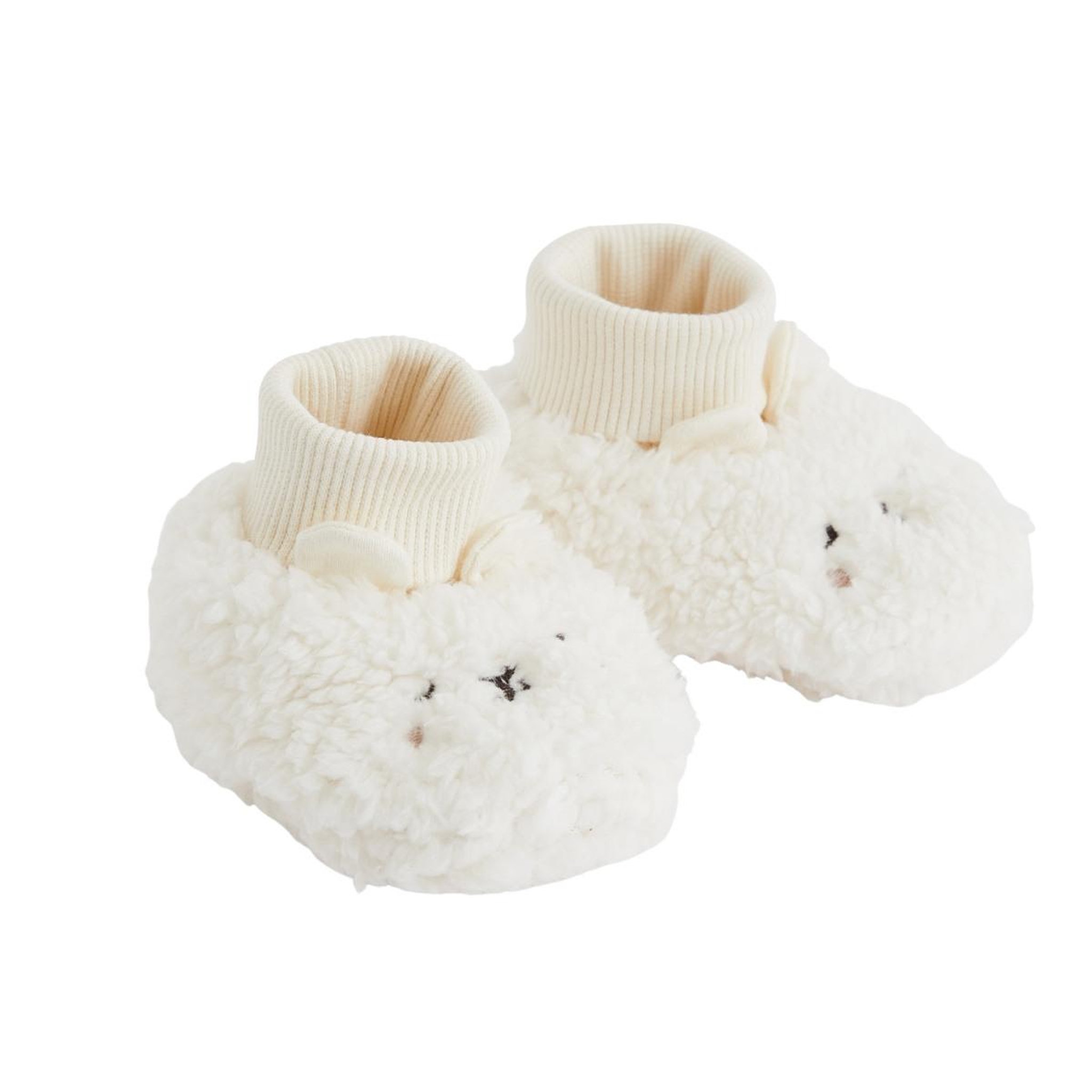 PETIT BEGUIN Chaussons bébé en sherpa caramel. Coloris disponibles : Beige