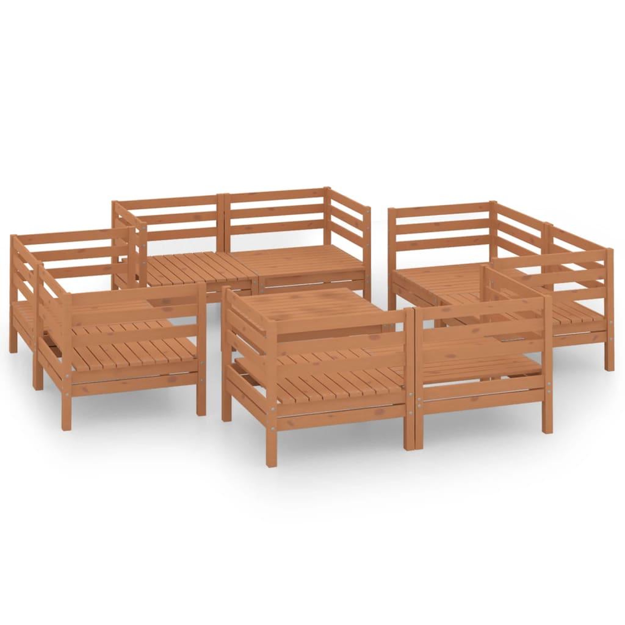Voir la diapositive 2 : VIDAXL Salon de jardin 9 pcs Marron miel Bois de pin massif