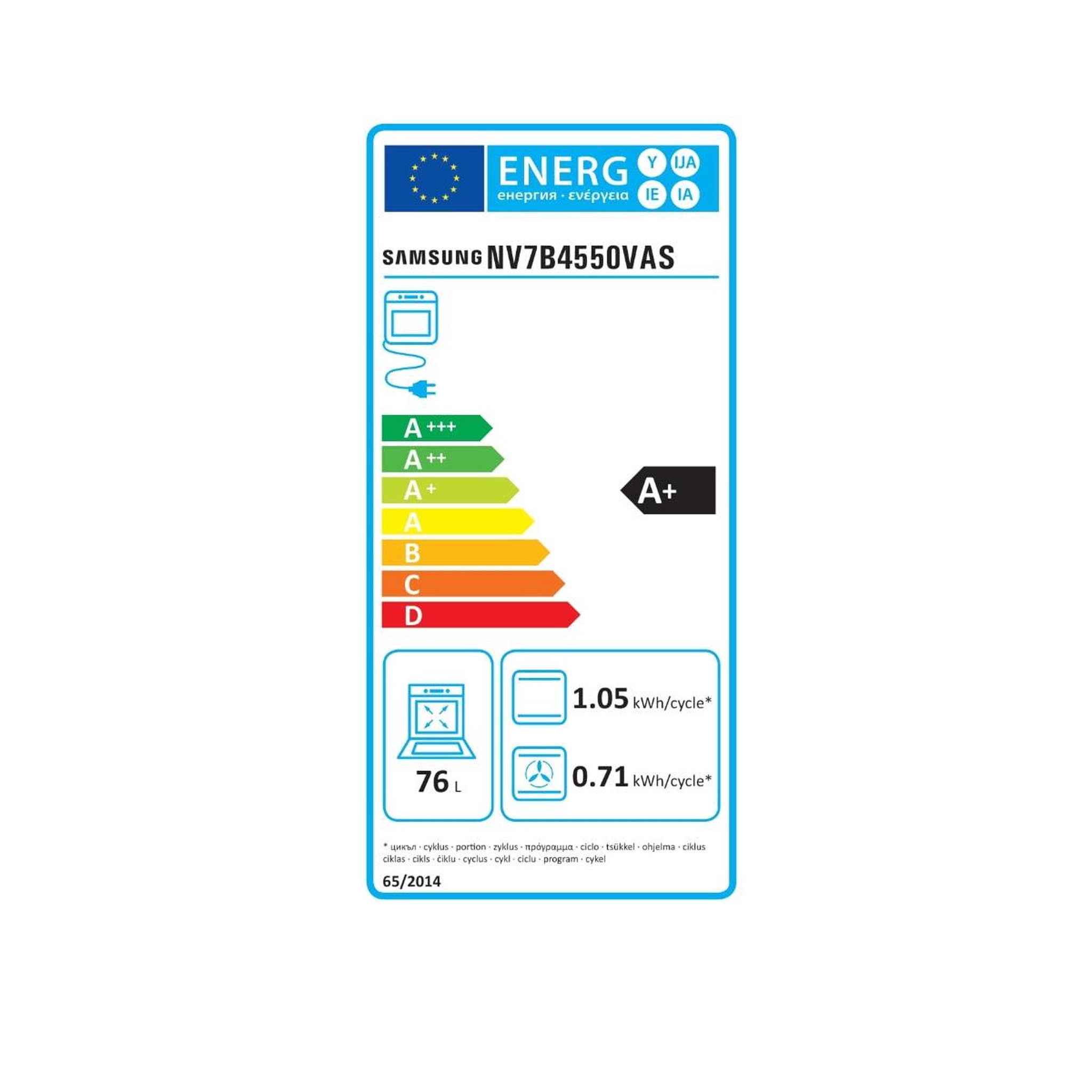 Voir la diapositive 2 : Samsung Four intégrable multifonction 76l 60cm pyrolyse inox - nv7b4550vas