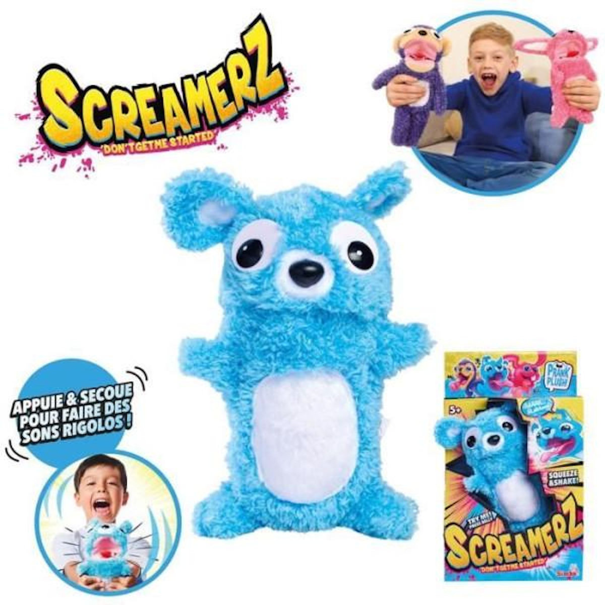 SILVERTORN Smoby - Screamerz - Peluche intéractive amusante - Ours - 25 cm - Bruits en la secouant ou appuyant sur le bouton